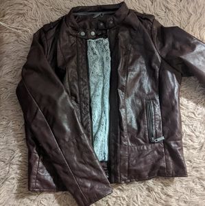 NWOT Faux Leather Maroon Jacket